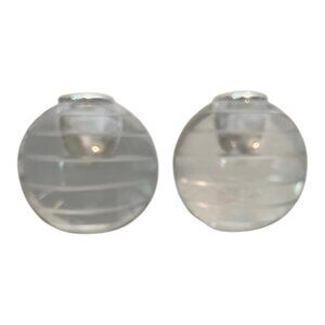 White Barn Round Clear Glass Candle Holders For Tapered Candles Strips Set of 2